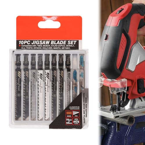 Stichsägeblatt Set, Professional 10 tlg T-Schaft Stichsägeblätter mit Aufbewahrungskoffer, Sägeblätter Stichsäge aus CRV/HSS, Stichsägen Zubehör, zum Schneiden von Holz, Kunststoff und Metall Stichsägeblatt Set, Professional 10 tlg T-Schaft Stichsägeblätter mit Aufbewahrungskoffer, Sägeblätter Stichsäge aus CRV/HSS, Stichsägen Zubehör, zum Schneiden von Holz, Kunststoff und Metall von MagiSel
