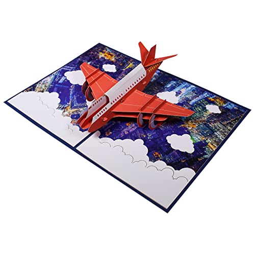 Magic Ants 3D Flugzeug Pop-up-Karte, Flugzeug-Geburtstagskarte, Handgemachte 3D Grusskarten Geburtstag fuer Kinder, Papa, Vatertag, Abschluss, Jubilaeum, Geschaeft von Magic Ants