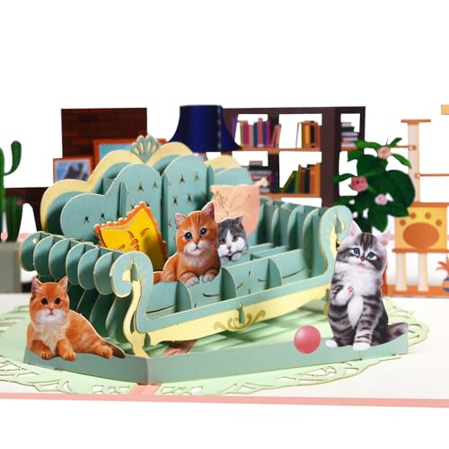 Magic Ants 3D-Pop-Up-Grußkarte mit Katzenmotiv – eine skurrile Überraschung für sie, Freundin oder Frau – ideale Geburtstagskarte für Katzenliebhaber von Magic Ants