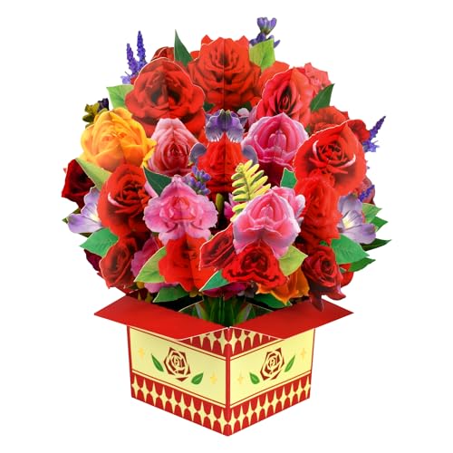 Magic Ants Blumen Papier Pop-up Karten - Blumenstrauß 3D Popup Grußkarte - Pop-up Geburtstagskarte für Mama - Jahrestagskarte-Dankeschön Karte für Frauen, Muttertag - Umschlag inklusive (Rose) von Magic Ants