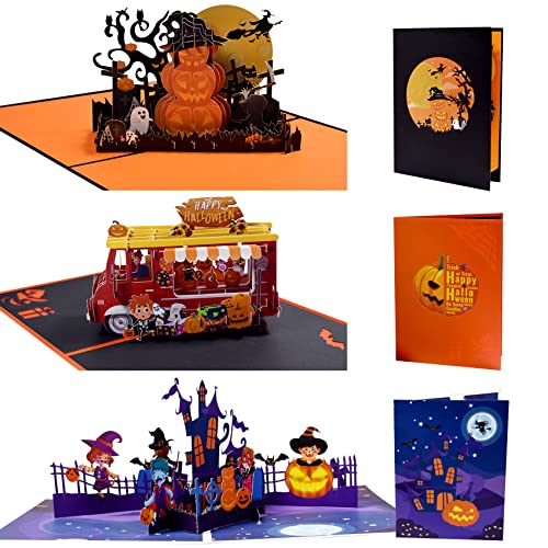 Magic Ants Halloween Pop Up Karte – 3D Grußkarte, Happy Halloween Karte, Kürbiskarte, Pop Up Geschenkkarten, Pop Up Geburtstagskarte für den besten Freund, mit Umschlag, 3 Stück von Magic Ants