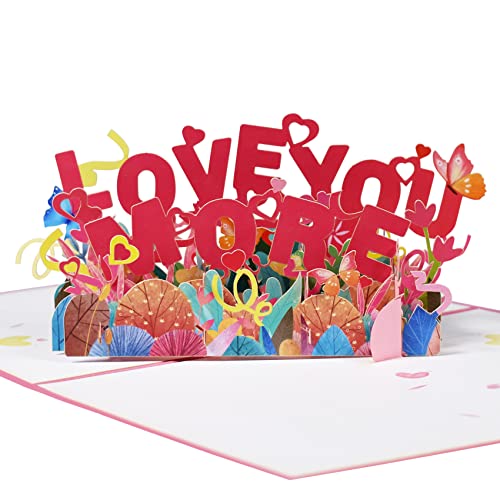 Magic Ants LOVE YOU MORE Karte - Pop Up Karte Liebe - Valentinstag Karte - 3D Geburtstag karte - Verlobungskarten - Liebeskarte zum Hochzeitstag, Jahrestag & Geburtstag, Ich Liebe Dich Karte von Magic Ants