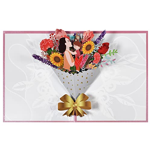 Magic Ants Pop Up Blumenstrauß Karte für Mama, Muttertag 3d Blumenstrauß Grußkarte, Geburtstags karte für Mama von Magic Ants