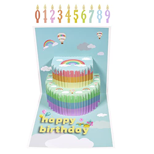 Magic Ants Pop Up Geburtstagskarte, 3D Geburtstags Popup Karten, Pop Up Geburtstagskarten für Frauen und Männer (Happy Birthday Regenbogenkuchen) von Magic Ants