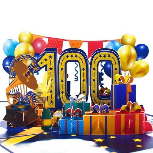 Magic Ants Pop-Up-Karte zum 100. Jahrestag, Geburtstagskarte, Karte zum 100. Hochzeitstag, 3D-Grußkarte, 100 Jahre alte Geburtstagskarte, Glückwunschkarte von Magic Ants