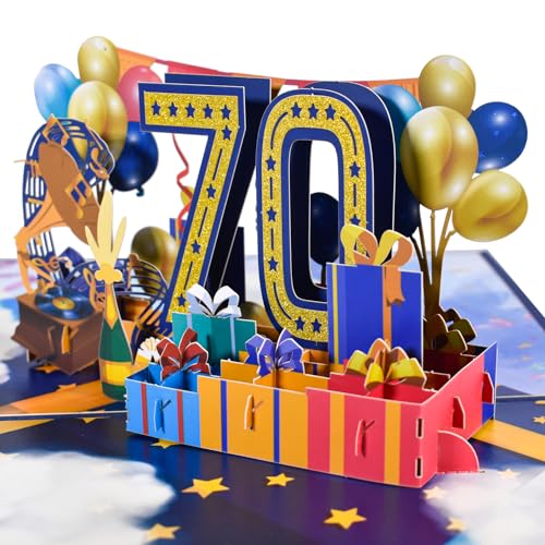 Magic Ants Pop-Up-Karte zum 70. Jahrestag, Geburtstagskarte, Karte zum 70. Hochzeitstag, 3D-Grußkarte, 70 Jahre alte Geburtstagskarte, Glückwunschkarte von Magic Ants