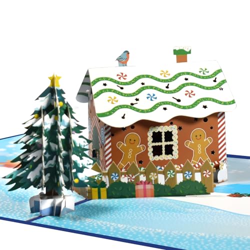 Magic Ants Pop Up Weihnachtskarte - 3D Grußkarte mit Lebkuchenhaus und Weihnachtsbaum von Magic Ants