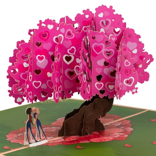 Magic Ants Valentinstags Pop-up Karte - Ich Liebe Dich Karte - Rosa Kirschbaum 3D Valentinskarte - LGBT Liebhaber Karte für Lesben, Frauen, Sie, Partner, Paare von Magic Ants