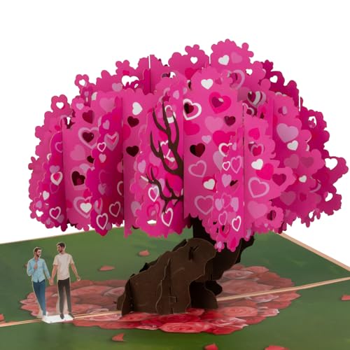 Magic Ants Valentinstags Pop-up Karte - Ich Liebe Dich Karte - Rosa Kirschbaum 3D Valentinskarte - LGBT Liebhaber Karte für Männer, Ihn, Partner, Paare von Magic Ants