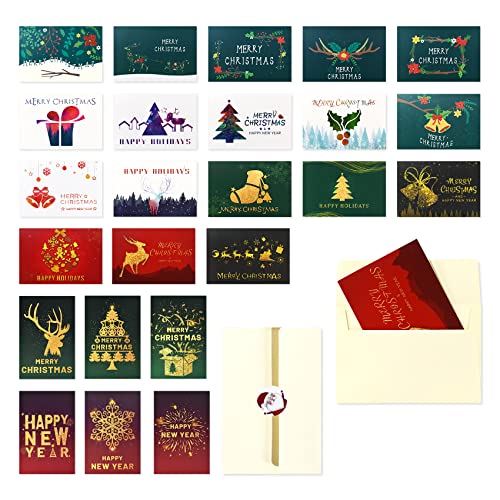 Magic Ants Weihnachtskarten mit Umschlägen (24er Set) - Klappkarten mit weihnachtlichen Motiven für die schönsten Weihnachtsgrüße - Frohe Weihnachten 10x15cm (Klassisch - 24 Entwürfe) von Magic Ants