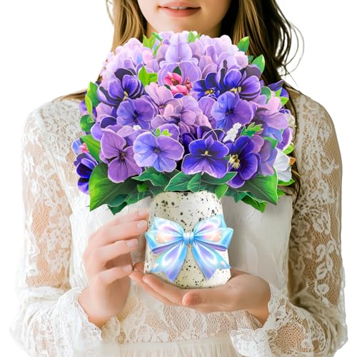 Violette Pop-Up-Karte, 3D-Blumenstrauß-Grußkarte mit Umschlag und Notizkarte, für Geburtstage, Muttertag, Hochzeiten, Jubiläen, Ostern, Genesung, Trauer, Anteilnahme, Denken an Sie und Violette Pop-Up-Karte, 3D-Blumenstrauß-Grußkarte mit Umschlag und Notizkarte, für Geburtstage, Muttertag, Hochzeiten, Jubiläen, Ostern, Genesung, Trauer, Anteilnahme, Denken an Sie und von Magic Ants