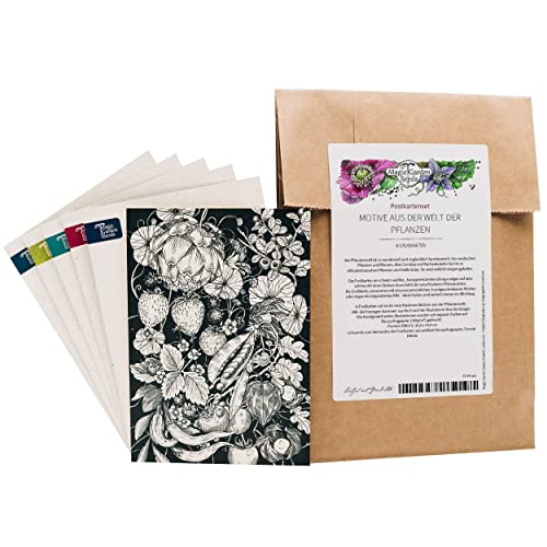 Magic Garden Seeds Grußkartenset Highlights - 6 Postkarten mit unseren 6 schönsten handgezeichneten Motiven und passende Briefumschläge - Handgezeichnete schwarz-weiß Illustration von Magic Garden Seeds
