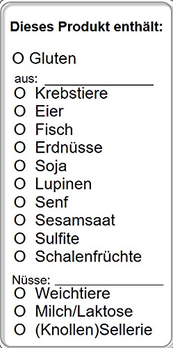 500 Etiketten im Spender, Wasser-AB-lösbar (Für 14-Allergene) von Magic-Label