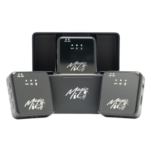 MagicMic™ 2in1 Mikrofon (3. Generation) Content Creation, Lavalier-Funkmikrofon mit Geräusch"unterdrückung für PC, iPhone, Interviews, YouTube, Vlogs (2 Sender + 1 Empfänger + Ladebox + Adapter) von MagicMic