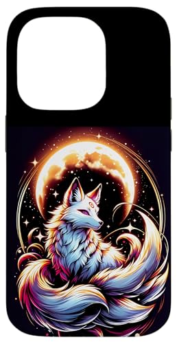 Hülle für iPhone 14 Pro Japanischer Kitsune Fox Neunschwanz Fuchs mit Mond Anime von Magicalville Japanese Mythical Animal