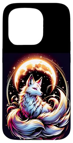 Hülle für iPhone 15 Pro Japanischer Kitsune Fox Neunschwanz Fuchs mit Mond Anime von Magicalville Japanese Mythical Animal