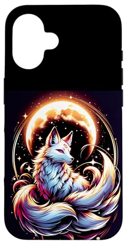 Hülle für iPhone 16 Japanischer Kitsune Fox Neunschwanz Fuchs mit Mond Anime von Magicalville Japanese Mythical Animal
