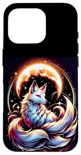 Hülle für iPhone 16 Pro Japanischer Kitsune Fox Neunschwanz Fuchs mit Mond Anime von Magicalville Japanese Mythical Animal