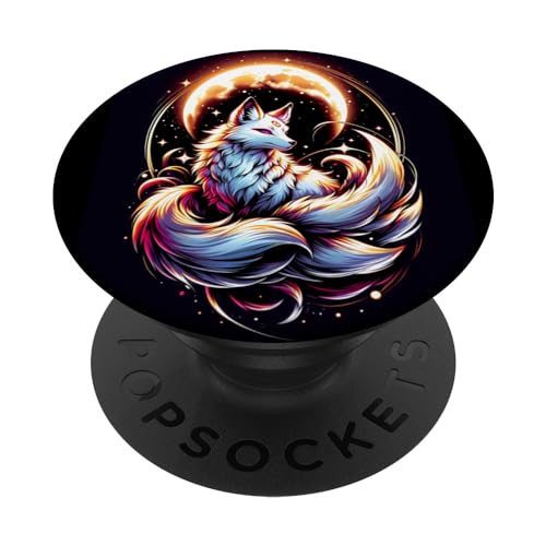 Japanischer Kitsune Fox Neunschwanz Fuchs mit Mond Anime PopSockets Klebender PopGrip Japanischer Kitsune Fox Neunschwanz Fuchs mit Mond Anime PopSockets Klebender PopGrip von Magicalville Japanese Mythical Animal