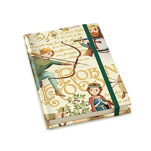 Magicamente Carta Notizbuch, 9 x 13 cm, Block Notes, Taschenformat, Hardcover, Gummiband, liniert, 192 Seiten à 80 g, Dekoration aus Goldpuder, Motiv: Robin Hood von Magicamente Carta