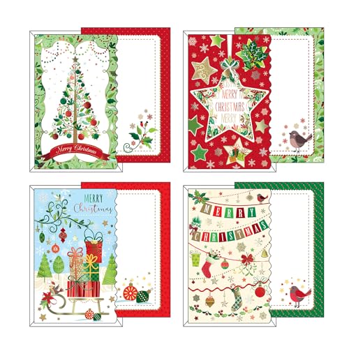 Magicamente Carta Set mit 12 Weihnachtskarten in 4 Motiven, Format 12 x 18 cm, aus hochwertigem Karton, hergestellt in Italien von Magicamente Carta