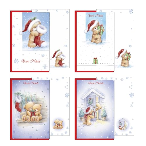 Magicamente Carta Set mit 12 Weihnachtskarten in 4 Motiven, Format 12 x 18 cm, aus hochwertigem Karton, hergestellt in Italien von Magicamente Carta