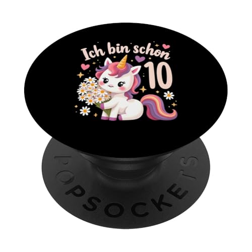 Zauberhaftes Einhorn Design für 10. Geburtstag Mädchen PopSockets Klebender PopGrip von Magischer Einhorn Kindergeburtstag Regenbogen