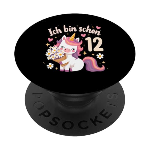 Zauberhaftes Einhorn Design für 12. Geburtstag Mädchen PopSockets Klebender PopGrip von Magischer Einhorn Kindergeburtstag Regenbogen
