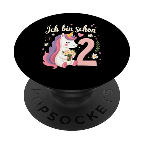 Zauberhaftes Einhorn Design für 2. Geburtstag Mädchen PopSockets Klebender PopGrip von Magischer Einhorn Kindergeburtstag Regenbogen