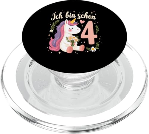 Zauberhaftes Einhorn Design für 4. Geburtstag Mädchen PopSockets PopGrip für MagSafe von Magischer Einhorn Kindergeburtstag Regenbogen