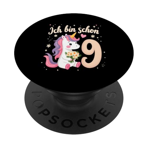 Zauberhaftes Einhorn Design für 9. Geburtstag Mädchen PopSockets Klebender PopGrip Zauberhaftes Einhorn Design für 9. Geburtstag Mädchen PopSockets Klebender PopGrip von Magischer Einhorn Kindergeburtstag Regenbogen
