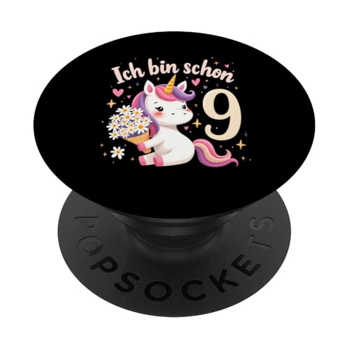 Zauberhaftes Einhorn Design für 9. Geburtstag Mädchen PopSockets Klebender PopGrip Zauberhaftes Einhorn Design für 9. Geburtstag Mädchen PopSockets Klebender PopGrip von Magischer Einhorn Kindergeburtstag Regenbogen