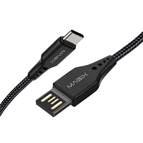 MAGIX USB C Ladekabel 3A, Schnellladung QC 3.0, sehr Beständig, Datenübertragung 480 Mbit/s USB-A 2.0 Reversible Seite zu USB-C, für USB-Typ C Geräte (schwarz) (120 cm) von Magix