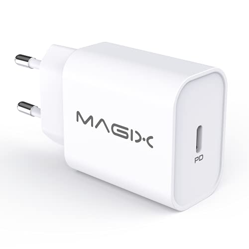 MAGIX Wall Charger PD Quick Charge 3.0 18W 3A , USB Type-C, AC 100-240V to DC 5V 9V 12V (Qc 1.0 2.0 Compatible) (EUR Plug)(White) von Magix