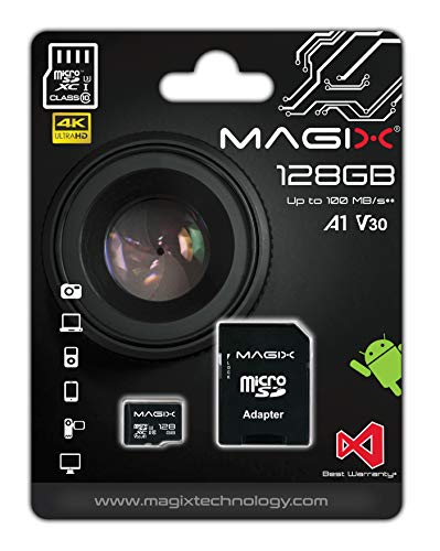 Magix MicroSD Speicherkarte 4K Series Klasse10 V30 + SD Adapter bis zu 95 MB/s (128GB) von Magix