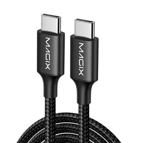 Magix USB-C-Kabel 100W 2m Schwarz, 5 A PD-Schnellladung, 10 Gbit/s Datenübertragungsgeschwindigkeit, 4K 60 Hz, für macBook Pro/Air, iPad Pro 2021/Air 5, Galaxy S23/S22 Ultra, Pixel, Switch, LG von Magix