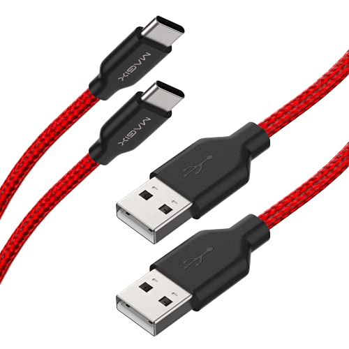 Magix USB C Ladekabel 3A, Schnellladung QC 3.0, sehr Beständig, Datenübertragung 480 Mbit / s USB-A 2.0 zu USB-C, für USB-Typ C Geräte (2 Stück) (rot) (120 cm) von Magix
