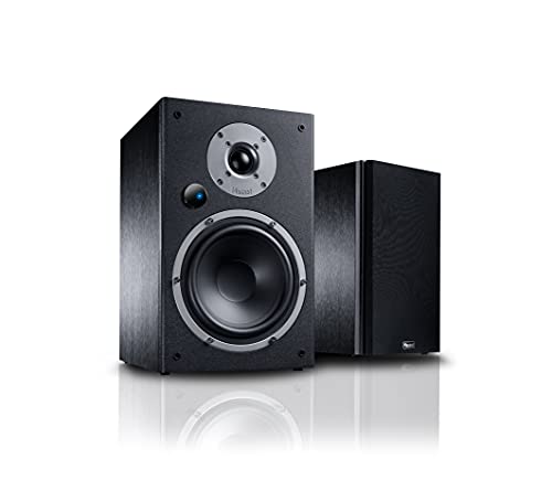 Magnat Monitor Reference 3A, Bluetooth-Stereo-Regallautsprecher mit HDMI, hochwertiger Phono-Vorverstärker, 1 Paar, schwarz von Magnat