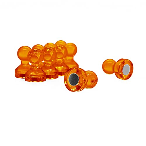 Kleiner Orangefarbener Acryl - Push - Stiftmagnet Für Kühlschrank, Whiteboard, Mitteilungsboard 11mm x 17mm Hoch - Packung von 10 von first4magnets