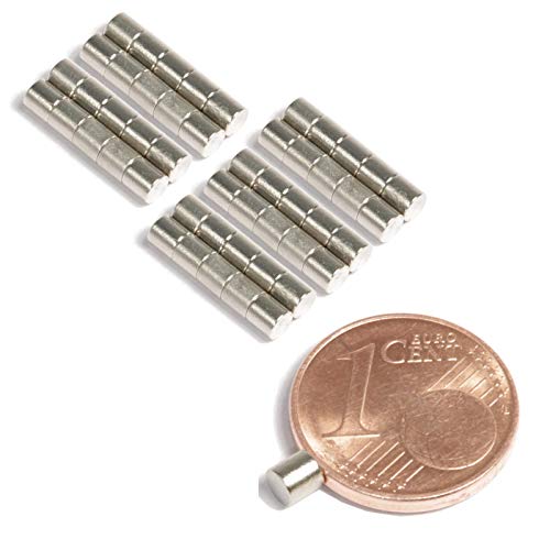 [50 Stück] Neodym Magnet Mini Für Magnettafel Pinnwand Kühlschrank Magnetscheibe - Scheibenmagnet - Whiteboard Rund Zylinder 3mm x 3mm - N45 Stark von Magnet-Kauf