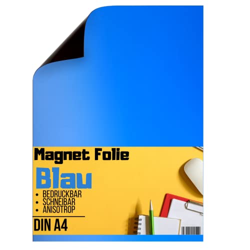 Magnetfolie DIN A4 - Magnetband - Bedruckbar und Beschreibbar Magnet Folie zum Beschriften zum Schneiden Stanzen und Basteln [1 Stück] (Blau) von Magnet-Kauf