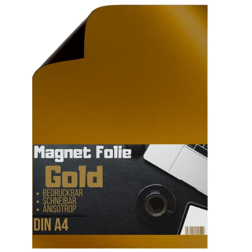 Magnetfolie DIN A4 - Magnetband - Bedruckbar und Beschreibbar Magnet Folie zum Beschriften zum Schneiden Stanzen und Basteln [1 Stück] (Gold) von Magnet-Kauf