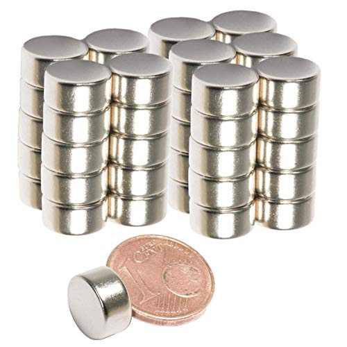 Neodym Magnet Mini 10x5mm Für Magnettafel Pinnwand Kühlschrank Starker Scheiben Magnete - Whiteboard Flach Rund 10mm x 5mm - N52 Stark (50) von Magnet-Kauf