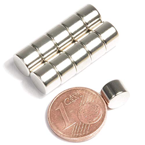 Neodym Magnet Mini 7x5mm Für Magnettafel Pinnwand Kühlschrank Starker Zylinder Magnete - Whiteboard Stabmagnet 7mm x 5mm – N45 Stark (10) von Magnet-Kauf