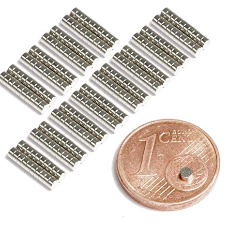 Neodym Magnet Mini Für Magnettafel Pinnwand Kühlschrank Magnetscheibe - Scheibenmagnet - Whiteboard Rund Flach 2mm x 1mm - N45 Stark (288) von Magnet-Kauf
