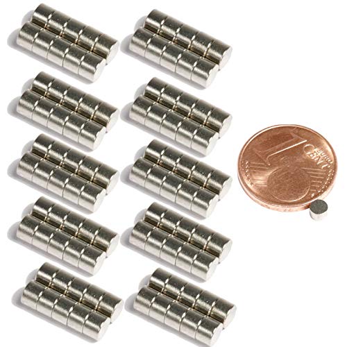 Neodym Magnet Mini Für Magnettafel Pinnwand Kühlschrank Starker Scheiben Magnete - Whiteboard Flach Rund 3mm x 2mm - N45 Magnetscheibe (100) von Magnet-Kauf