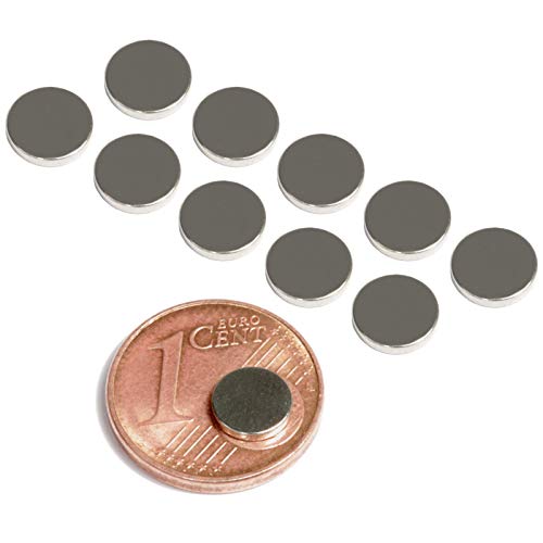 Neodym Magnet N52 6x1mm Für Magnettafel Pinnwand Kühlschrank Starker Scheiben Magnete - Whiteboard Flach Rund 6mm x 1mm - Magnetscheibe (10) von Magnet-Kauf