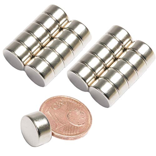 Neodym Magnet N52 Scheibe - Starke Magnetscheibe 10mm Durchmesser - 10x5mm Neodym Magnete Runde Scheiben Pinnwand Whiteboard Magnettafel [20 Stück] (10x5mm - N45-4,3KG) von Magnet-Kauf