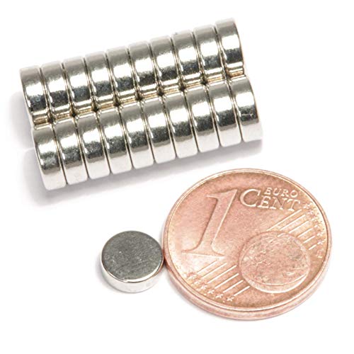 Neodym Magnet N52 Scheibe - Starke Magnetscheibe 6mm Durchmesser - 6x2mm Neodym Magnete Runde Scheiben Pinnwand Whiteboard Magnettafel (20) von Magnet-Kauf