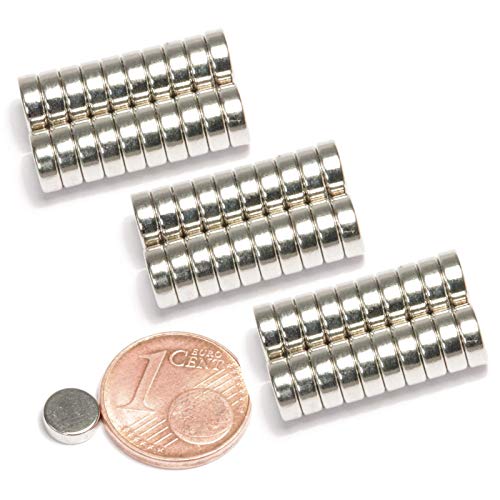 Neodym Magnet N52 Scheibe - Starke Magnetscheibe 6mm Durchmesser - 6x2mm Neodym Magnete Runde Scheiben Pinnwand Whiteboard Magnettafel [60 Stück] von Magnet-Kauf
